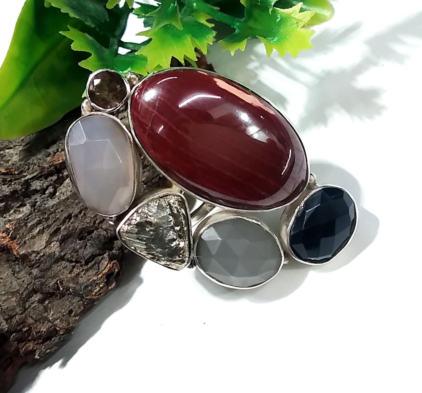 ALL Natural Multi Gemstone Rings, Solid 925 Starling Silver Jewelry, Handmade Making Multi Stone Ring, For Girls & Women, Wedding Gift Etc.